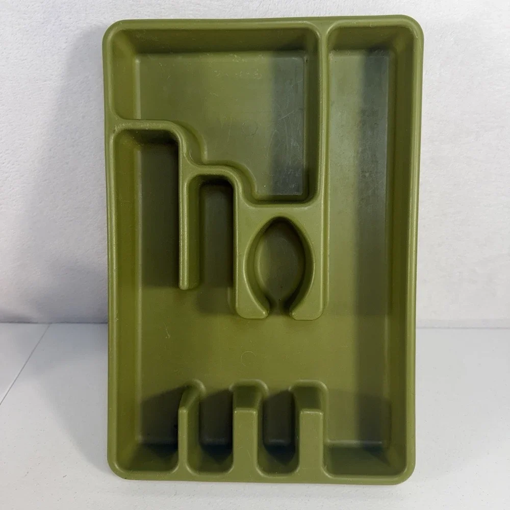 Vtg MCM Rubbermaid 2921 Green Utensil Flatware Silverware Tray Drawer Organizer